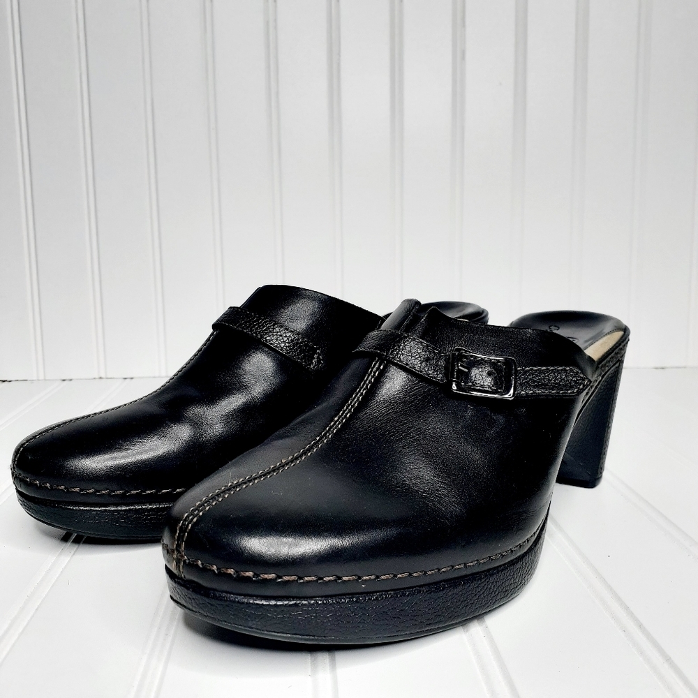 Cole Haan Womens Leather Mule Slip On Sandal Black Closed Toe D116